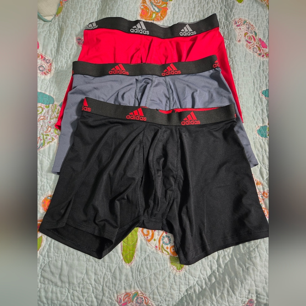 Adidas Men's Boxer Briefs - Black, Gray, Red Trio